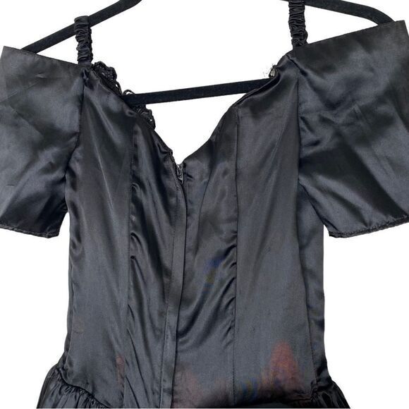 Gunne Sax By Jessica McClintock Vintage Black Off the shoulder size 3/4 Madonna - Picture 8 of 11
